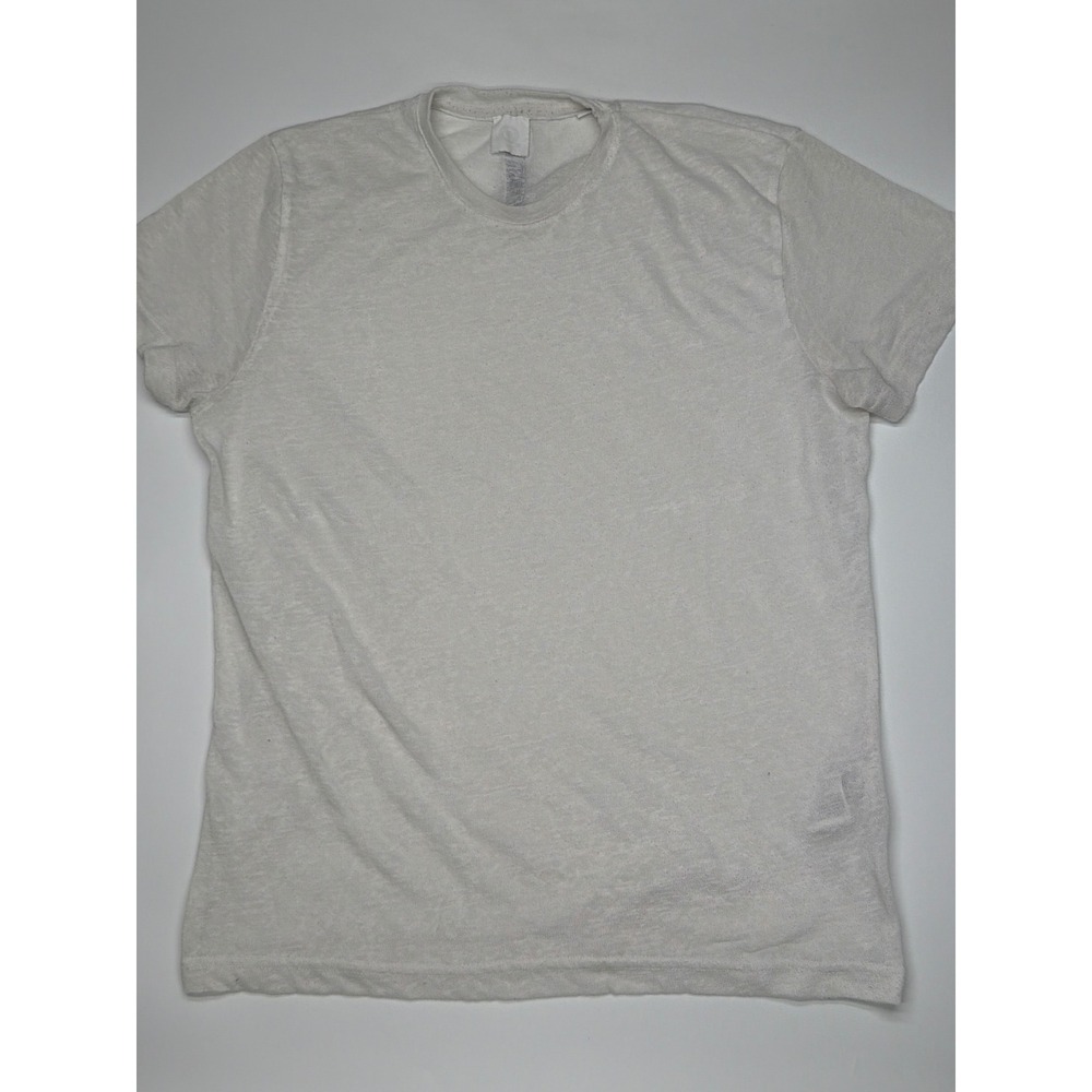 QUE Mens Size‎ M White Crew Neck Short Sleeve Basic T Shirt Polyester Blend